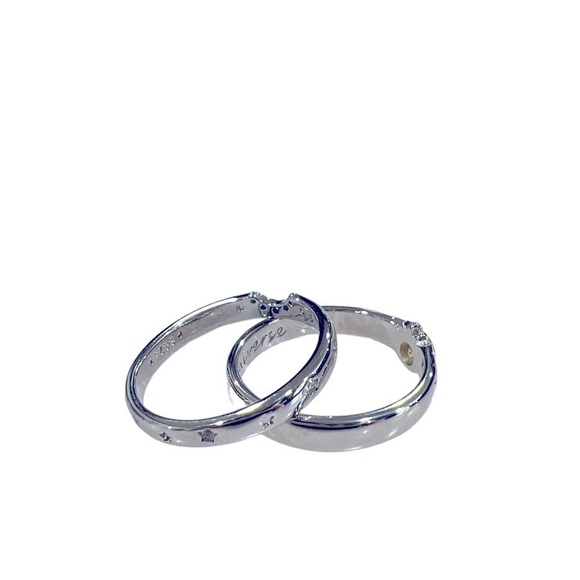 Sterling Silver Sun and CZ Moon 2pc Ring Set Size6 US - Picture 5 of 5